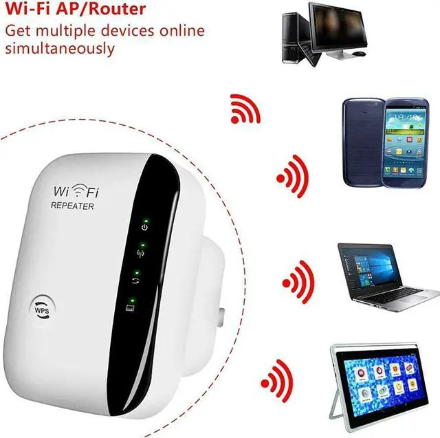 Alt view image 6 of 7 - Apartment 2 Cards 300Mbps WiFi Extender Signal Booster, Wireless Dual-Band Network Repeater, with Ethernet Port, 1-Tap Setup Access Point,Covers Up to 2640 Square Feet, WiFi Range Extender