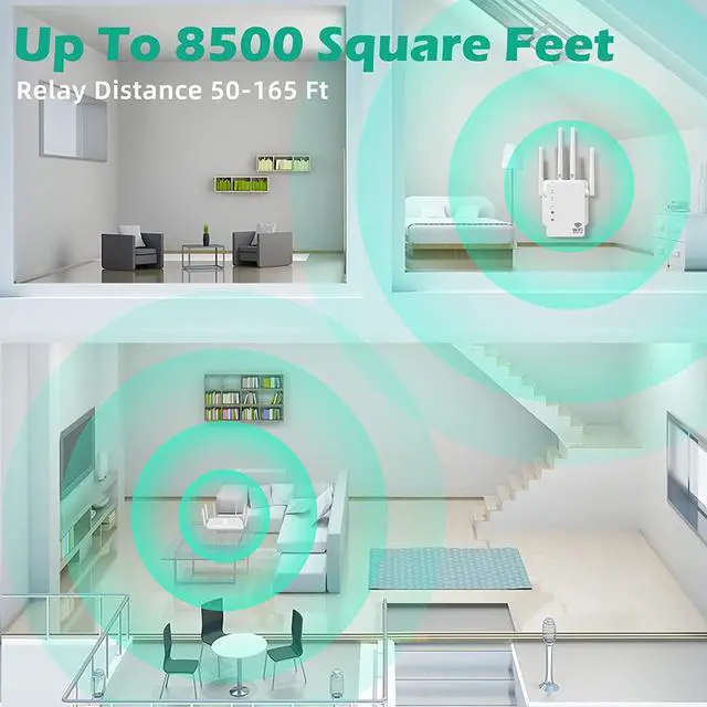 Alt view image 5 of 7 - 2022 WiFi Extender, Dual Band 2.4G/5G 1200Mbps WiFi Extenders Signal Booster for Home Covers Up to 8500 Sq. Ft and 40 Devices, Wireless Internet Repeater and Signal Amplifier Easy Setup