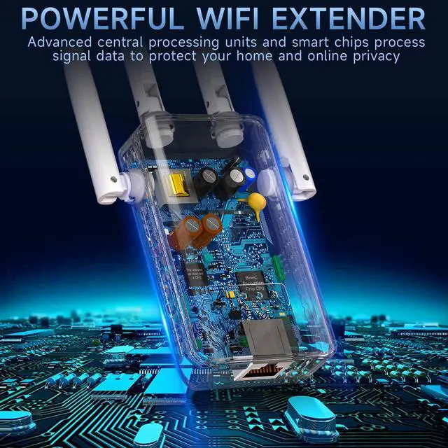 Alt view image 3 of 7 - 2023 WiFi Extender Wireless Signal Booster Long Range up to 9970sq.ft and 48+ Devices, Repeater Signal Amplifier with Ethernet Port, Internet Booster for Home, 1-Tap Setup, Access Point