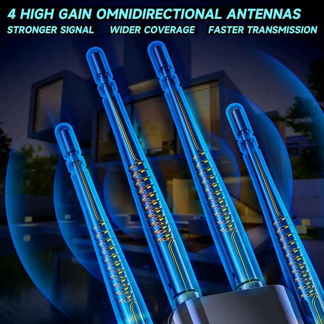 Alt view image 7 of 7 - 2023 Newest WiFi Extender, Long Range Internet Extender Signal Booster Cove up to 9500 Sq.ft, Wi Fi Repeater and Signal Amplifier for Home, Wireless Extender with Ethernet Port