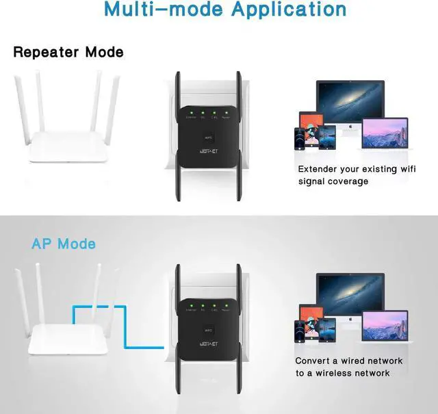 Alt view image 4 of 7 - WiFi Extender WiFi Booster and Signal Amplifier Covers Up to 6000 Sq.ft Speed Up to 1200Mbps for 15 Devices Internet Booster for WiFi Repeater Home Wireless Signal Booster with Ethernet Port