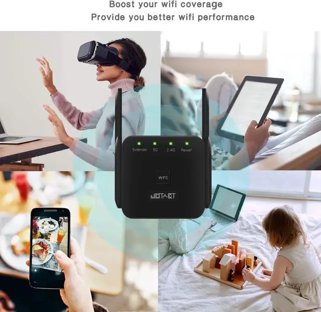 Alt view image 6 of 7 - WiFi Extender WiFi Booster and Signal Amplifier Covers Up to 6000 Sq.ft Speed Up to 1200Mbps for 15 Devices Internet Booster for WiFi Repeater Home Wireless Signal Booster with Ethernet Port