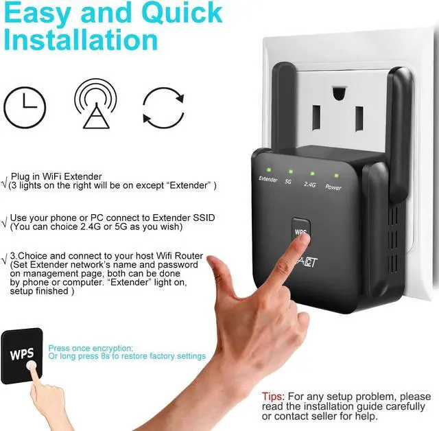 Alt view image 7 of 7 - WiFi Extender WiFi Booster and Signal Amplifier Covers Up to 6000 Sq.ft Speed Up to 1200Mbps for 15 Devices Internet Booster for WiFi Repeater Home Wireless Signal Booster with Ethernet Port