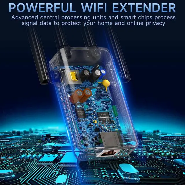 Alt view image 3 of 7 - 2023 WiFi Extender Wireless Signal Booster Long Range up to 9995sq.ft and 50+ Devices, Repeater Signal Amplifier with Ethernet Port, Internet Booster for Home, 1-Tap Setup, Access Point