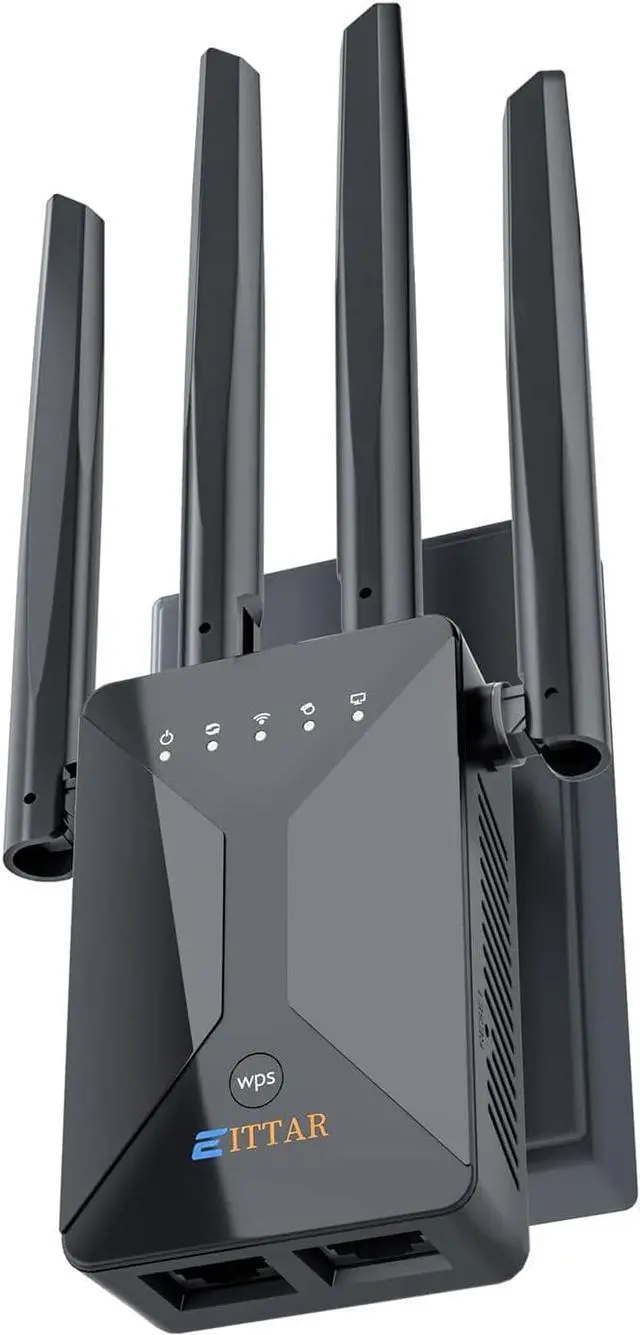 Main image of WiFi Extenders Signal Booster for Home,WiFi Range Extender and Repeater with Ethernet Port and 4 WiFi Antennas up to 6,000 Sq.ft Coverage,Easy 1-Tap Setup-A (Black)