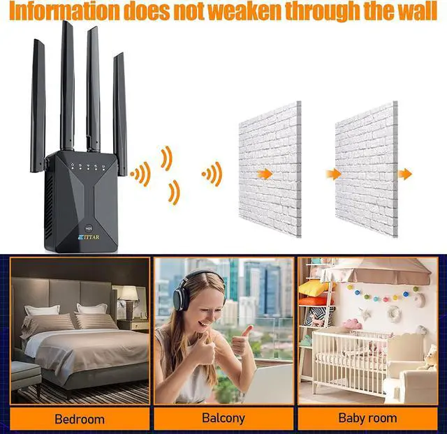 Alt view image 4 of 7 - WiFi Extenders Signal Booster for Home,WiFi Range Extender and Repeater with Ethernet Port and 4 WiFi Antennas up to 6,000 Sq.ft Coverage,Easy 1-Tap Setup-A (Black)
