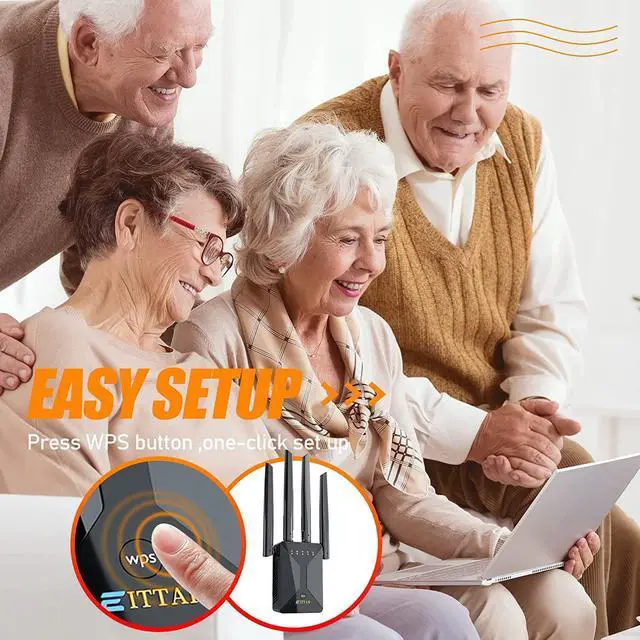 Alt view image 7 of 7 - WiFi Extenders Signal Booster for Home,WiFi Range Extender and Repeater with Ethernet Port and 4 WiFi Antennas up to 6,000 Sq.ft Coverage,Easy 1-Tap Setup-A (Black)