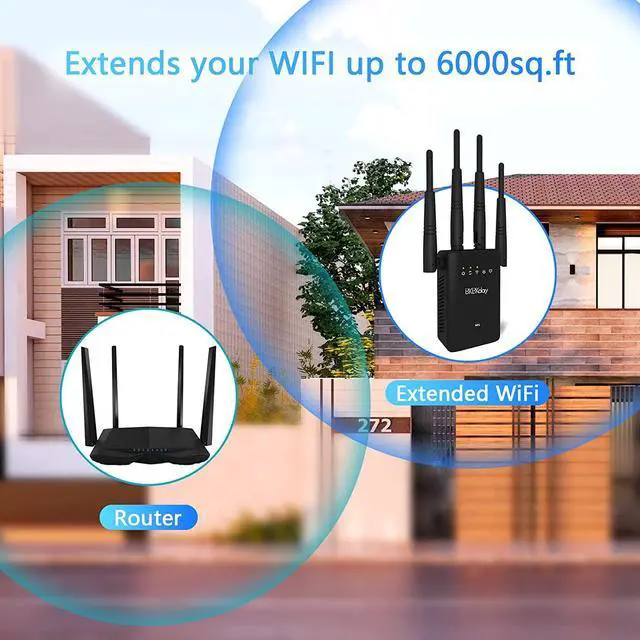 Alt view image 2 of 7 - WiFi Range Extender, Coverage up to 6000 Sq.ft and 35 Devices, WiFi Extenders Signal Booster for Home, Internet Booster with 5 Working Modes and Compact Wall Plug Design