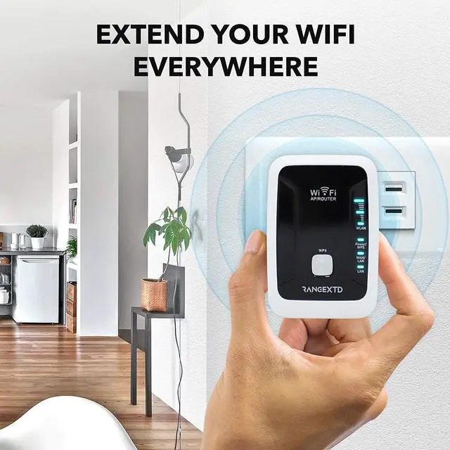 Alt view image 4 of 6 - WiFi Extender with Ethernet Port - WiFi Signal Amplifier Increases Home WiFi Coverage | Single-Band 2.4GHz WiFi Range Booster Fixes Dead Spots | Up to 300Mbps Speed, 10 Devices WiFi Repeater