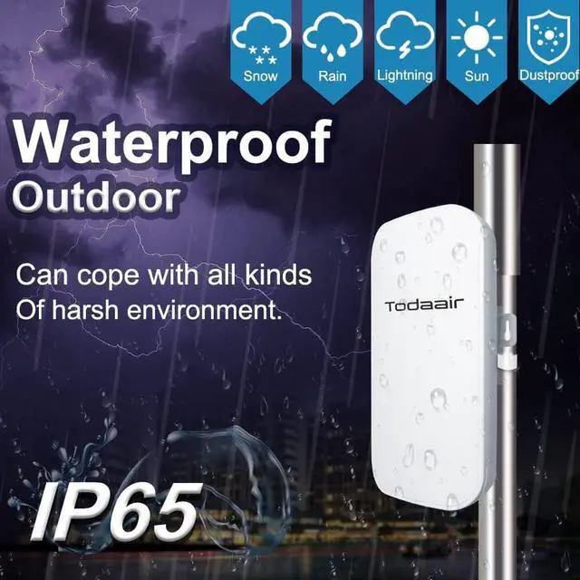 Alt view image 2 of 6 - Outdoor WiFi Extender WeatherproofWiFi Booster and Signal AmplifierInternet BoosterWireless BridgeUp to 1200Mbps Dual Band WiFi Repeater Covers Up to Least 3440 Sq. ft and 30 Devices