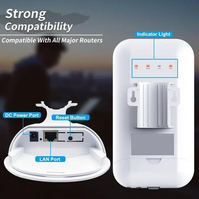 Alt view image 5 of 6 - Outdoor WiFi Extender WeatherproofWiFi Booster and Signal AmplifierInternet BoosterWireless BridgeUp to 1200Mbps Dual Band WiFi Repeater Covers Up to Least 3440 Sq. ft and 30 Devices