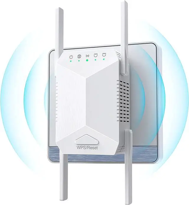 Main image of WiFi Extender, Repeater Internet Booster Covers Up to 6000 Sq.ft and 35 Devices, 1200Mbps Dual Band Booster, Long Range Amplifier with Ethernet Port for Home Outdoor, 1-Tap Setup, 5 Modes, Type A