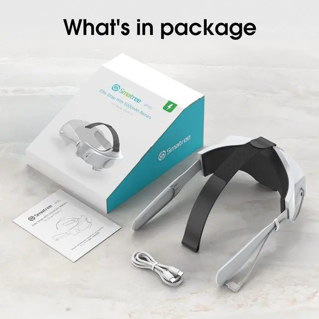 Alt view image 7 of 7 - Smatree Elite Strap with 5000mAh Battery Compatible for Quest 2 , Extra 2-3 Hours, Double Your Playing Time, Rechargeable Elite Strap Compatible for Quest 2