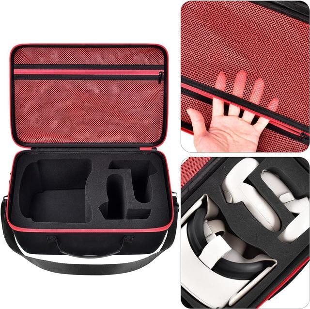 Alt view image 4 of 6 - Hard Carrying Case for Meta/for Oculus Quest 2/ Quest 3 All-in-One VR Gaming Headset and Touch Controllers, Travel Storage Bag with Silicone Face Cover & Lens Protector & Accessories - Red Zipper