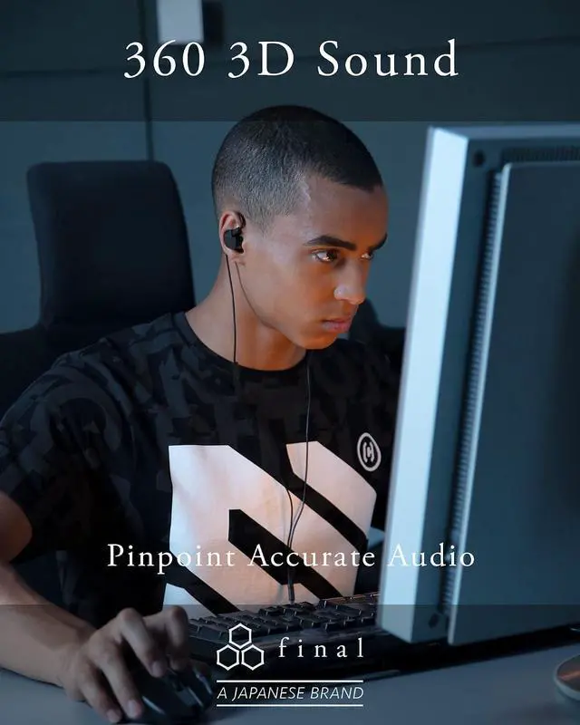 Alt view image 2 of 7 - Final VR3000 Gaming Earphones for Immersive Spacious Experience - Open World Adventure, Virtual Reality & Spatial Environments - in-Line Microphone and Controls - Black