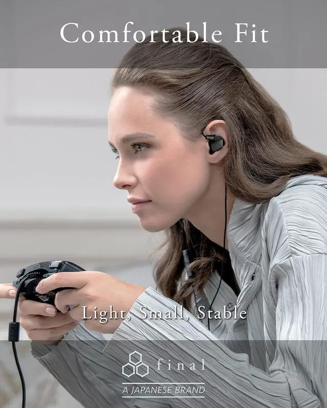 Alt view image 3 of 7 - Final VR3000 Gaming Earphones for Immersive Spacious Experience - Open World Adventure, Virtual Reality & Spatial Environments - in-Line Microphone and Controls - Black
