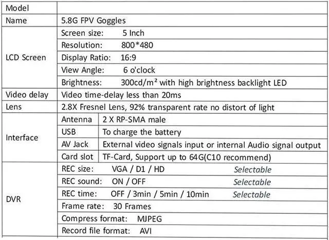 Alt view image 4 of 5 - EV800D FPV Goggles with DVR 5.8G 40CH 5 Inch 800x480 Diversity Video Headset Build in 3.7V 2000mAh Battery