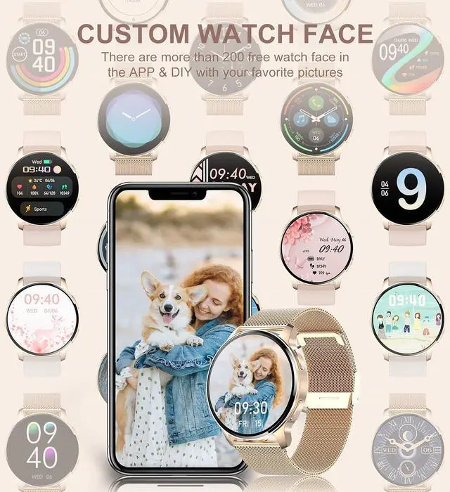 Alt view image 3 of 7 - Iaret Smart Watch for Women (Answer/Make Call), Fitness Tracker for Android and iOS Phones Waterproof Smartwatch with 1.32" HD Full Touch Screen AI Voice Control Heart Rate Sleep Monitor Pedometer