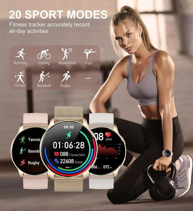 Alt view image 5 of 7 - Iaret Smart Watch for Women (Answer/Make Call), Fitness Tracker for Android and iOS Phones Waterproof Smartwatch with 1.32" HD Full Touch Screen AI Voice Control Heart Rate Sleep Monitor Pedometer
