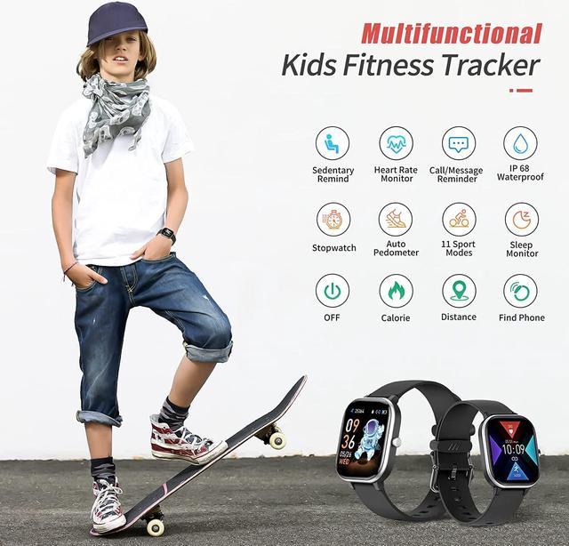 Kids Fitness Tracker, Fitness Watch Activity Tracker with Pedometers, Heart Rate & Sleep Monitor, Stopwatch, IP68 Waterproof, 11 Sport Modes for Kids