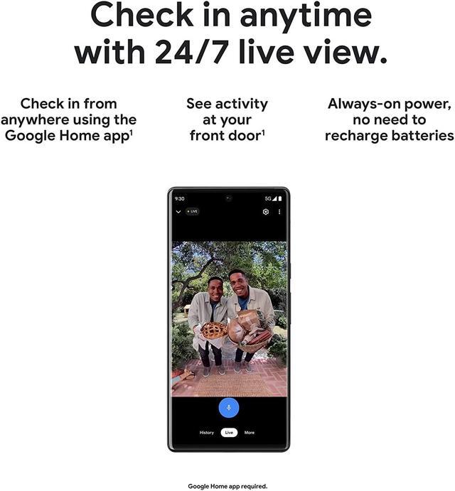 Alt view image 2 of 7 - Nest Doorbell (Wired, 2nd Gen) - Wired Video Doorbell Camera - Doorbell Security Camera - Snow