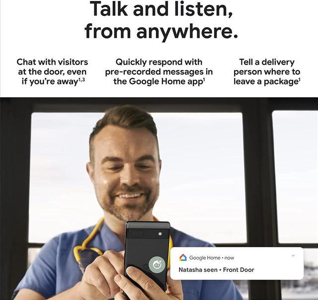 Alt view image 7 of 7 - Nest Doorbell (Wired, 2nd Gen) - Wired Video Doorbell Camera - Doorbell Security Camera - Snow