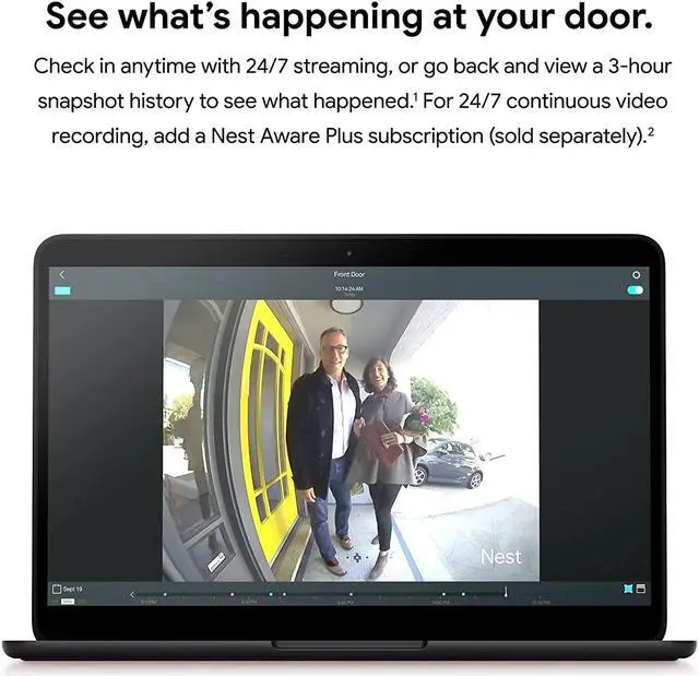 Alt view image 7 of 7 - Google Nest Doorbell Wired - Formerly Nest Hello - Video Doorbell with 24/7 Streaming - Smart Doorbell Camera for Home with HDR Video, HD Talk and Listen, Night Vision, and Person Alerts