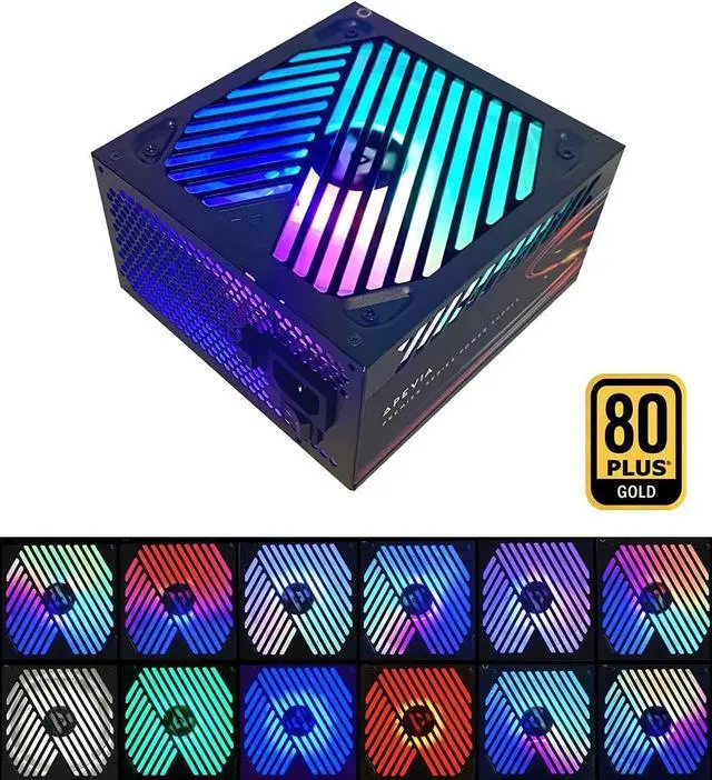 Alt view image 2 of 6 - Apevia ATX-PM650W Premier 650W 80+ Gold Certified Active PFC ATX Semi-Modular Gaming Power Supply with 366 RGB Light Modes