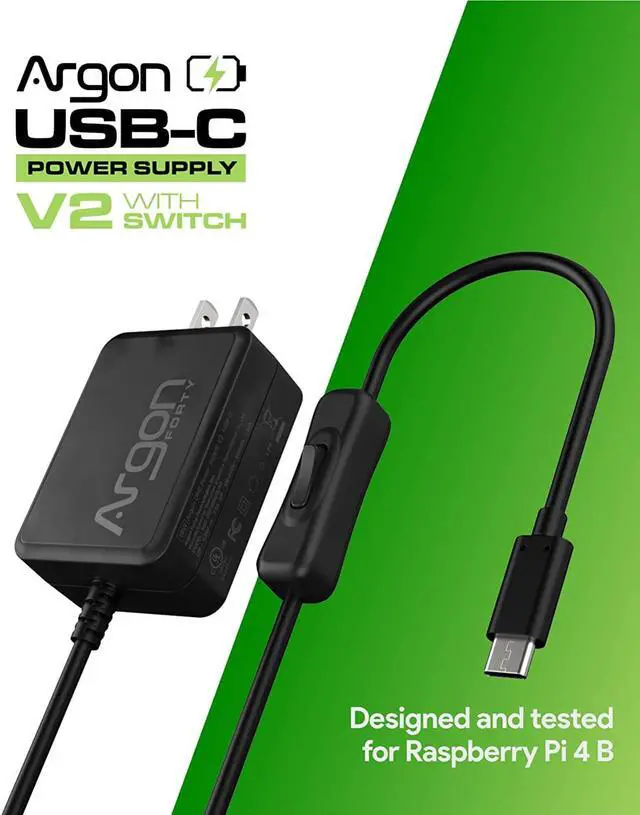 Alt view image 2 of 7 - USB C Power Supply with Switch for Raspberry Pi 4 - OEM