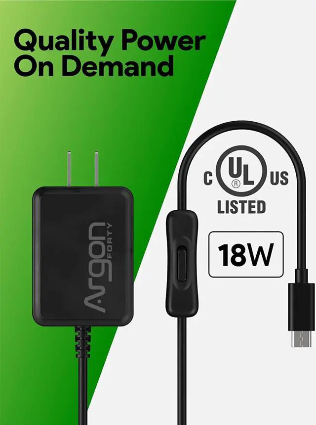 Alt view image 3 of 7 - USB C Power Supply with Switch for Raspberry Pi 4 - OEM