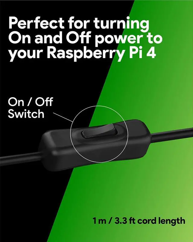 Alt view image 5 of 7 - USB C Power Supply with Switch for Raspberry Pi 4 - OEM