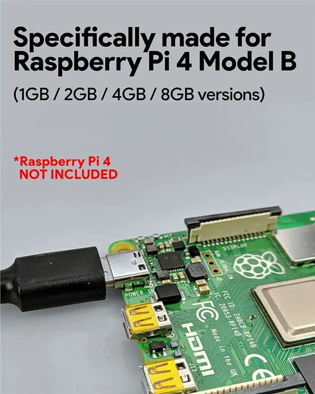 Alt view image 4 of 7 - USB C Power Supply with Switch for Raspberry Pi 4 - OEM