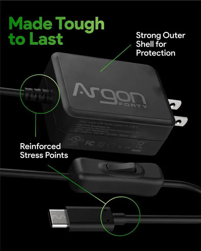 Alt view image 6 of 7 - USB C Power Supply with Switch for Raspberry Pi 4 - OEM
