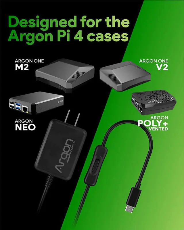 Alt view image 7 of 7 - USB C Power Supply with Switch for Raspberry Pi 4 - OEM