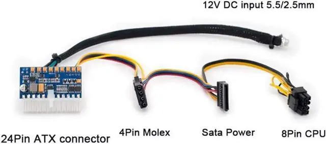 Alt view image 6 of 6 - RGEEK 24pin DC ATX PSU 12V DC Input 250W Peak Output Switch DC-DC ATX Pico PSU Mini ITX PC Power