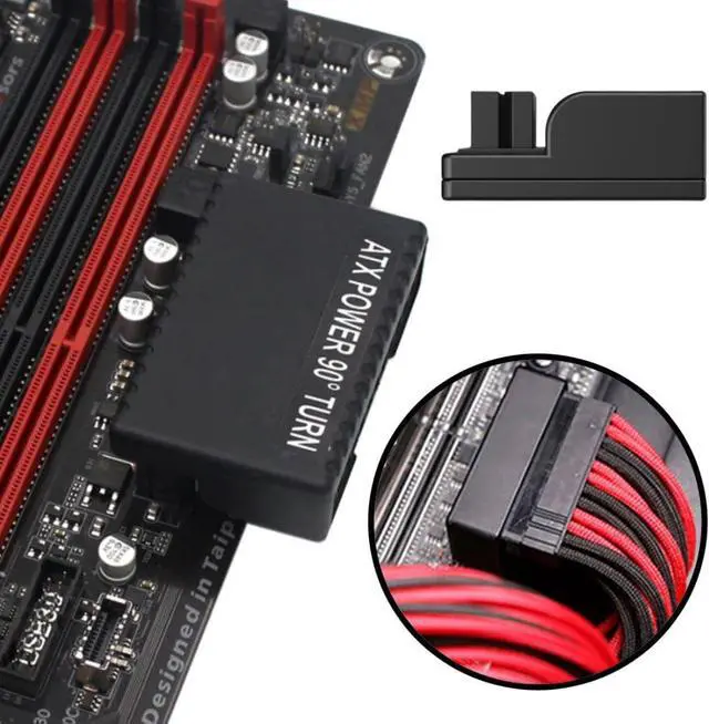 Alt view image 2 of 6 - CY Overmold ATX 24Pin Male to 24Pin Female 90 Degree Power Adapter ATX 24 Pin Male to Female L Turn 90 Degree Right Angle Power Adapter Board for Desktop Motherboard PC Power Supply
