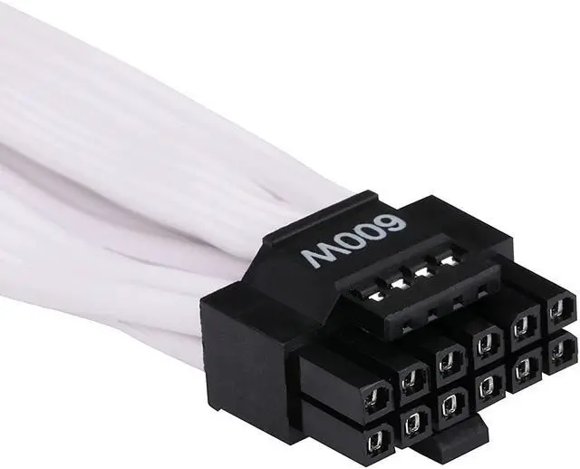 Alt view image 2 of 5 - PCIe 5.0 Cable, 16AWG ATX 3.0 12VHPWR PCIE Cable, 600W Male to Male 16 (12+4) Pin PCIE5 Cable for RTX 4090TI, 4080TI, 3090TI, Compatible for MSI, Gigabyte, GameMax, Thermaltake Power Supply, White