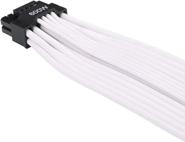 Alt view image 5 of 5 - PCIe 5.0 Cable, 16AWG ATX 3.0 12VHPWR PCIE Cable, 600W Male to Male 16 (12+4) Pin PCIE5 Cable for RTX 4090TI, 4080TI, 3090TI, Compatible for MSI, Gigabyte, GameMax, Thermaltake Power Supply, White