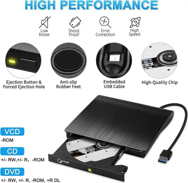 Alt view image 3 of 7 - External DVD Drive, USB 3.0 Portable +/-RW , DVD Player for CD ROM Burner Compatible with Laptop Desktop PC Windows Linux OS Apple Mac Black