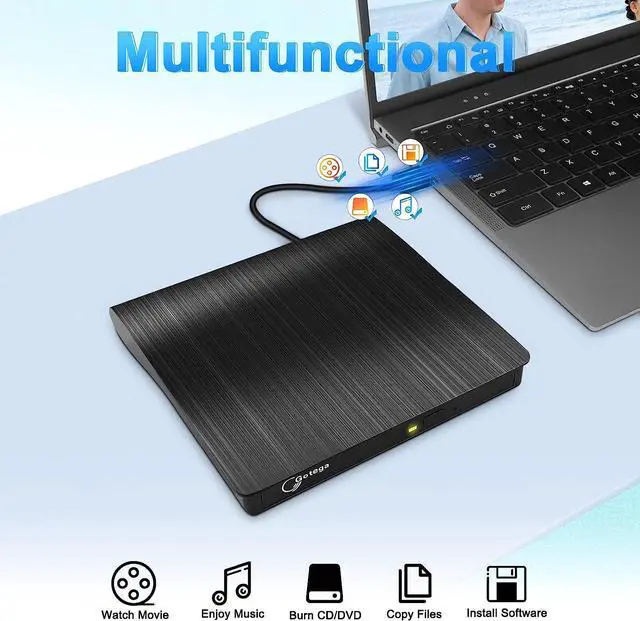 Alt view image 4 of 7 - External DVD Drive, USB 3.0 Portable +/-RW , DVD Player for CD ROM Burner Compatible with Laptop Desktop PC Windows Linux OS Apple Mac Black