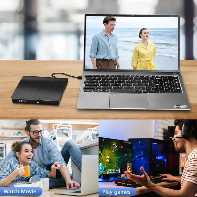 Alt view image 7 of 7 - External DVD Drive, USB 3.0 Portable +/-RW , DVD Player for CD ROM Burner Compatible with Laptop Desktop PC Windows Linux OS Apple Mac Black