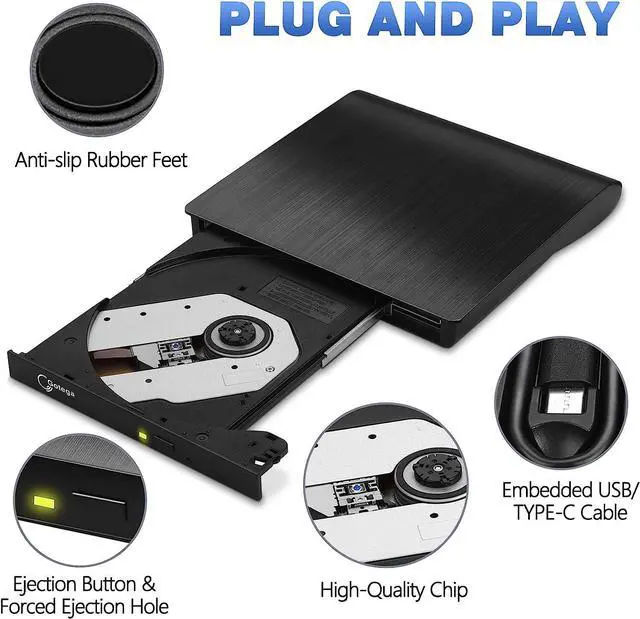 Alt view image 4 of 7 - External DVD Drive USB 3.0 TYPE C USB C Portable CD/DVD +/-RW Disk Drive External DVD Player for Laptop CD/DVD ROM Burner Reader Compatible with Desktop PC Windows Linux OS Apple Mac