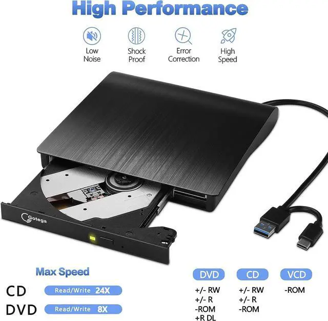 Alt view image 5 of 7 - External DVD Drive USB 3.0 TYPE C USB C Portable CD/DVD +/-RW Disk Drive External DVD Player for Laptop CD/DVD ROM Burner Reader Compatible with Desktop PC Windows Linux OS Apple Mac