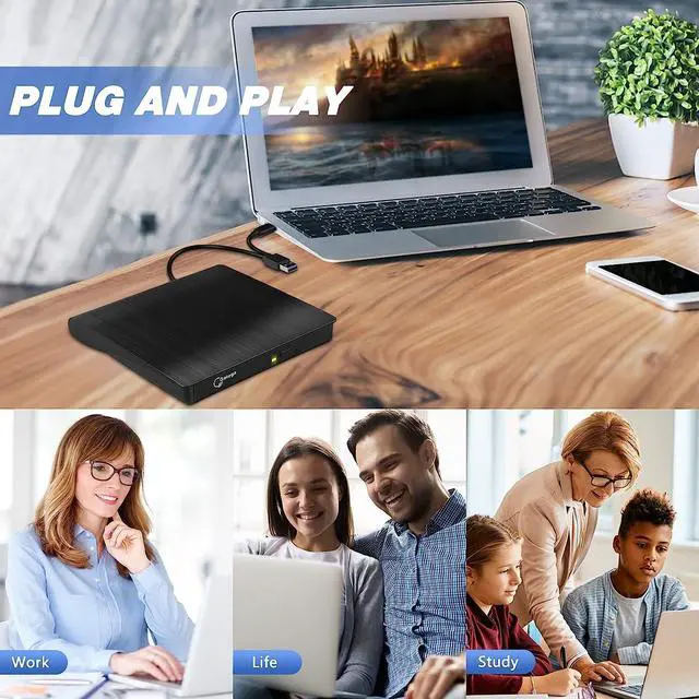 Alt view image 7 of 7 - External DVD Drive USB 3.0 TYPE C USB C Portable CD/DVD +/-RW Disk Drive External DVD Player for Laptop CD/DVD ROM Burner Reader Compatible with Desktop PC Windows Linux OS Apple Mac