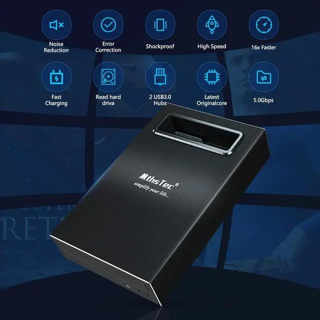 Alt view image 2 of 7 - MthsTec 4 in 1 External Blu-ray Drive, 16X USB 3.0 and Type-C Powerful Desktop External Bluray Drive Burner DVD Burner Optical Drive Charger HDD Enclosure USB HUB for Mac/PC