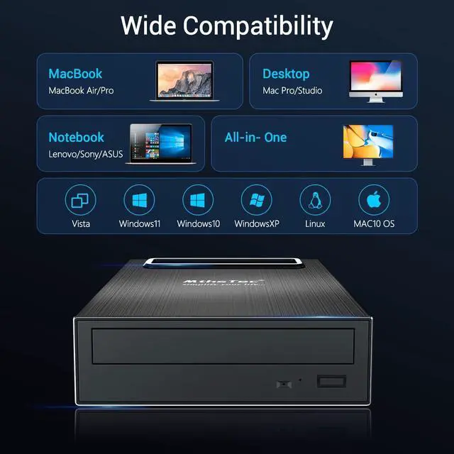 Alt view image 5 of 7 - MthsTec 4 in 1 External Blu-ray Drive, 16X USB 3.0 and Type-C Powerful Desktop External Bluray Drive Burner DVD Burner Optical Drive Charger HDD Enclosure USB HUB for Mac/PC