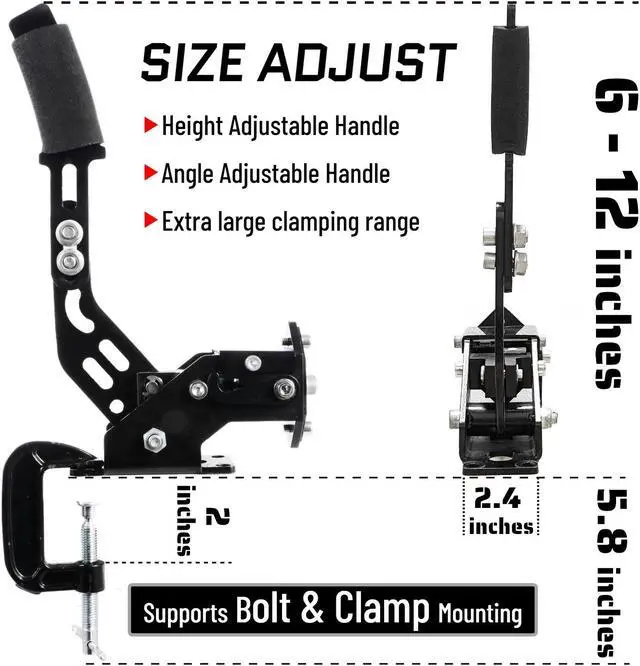 Alt view image 3 of 6 - Minneer 14Bit USB Handbrake Clamp Only PC/Windows for SIM Racing Games G27/G25/G29/G920/Thrustmaster T500RS/T300rs/FANATECOSW Simulate Linear Hall Sensor Handbrake Dirt Rally