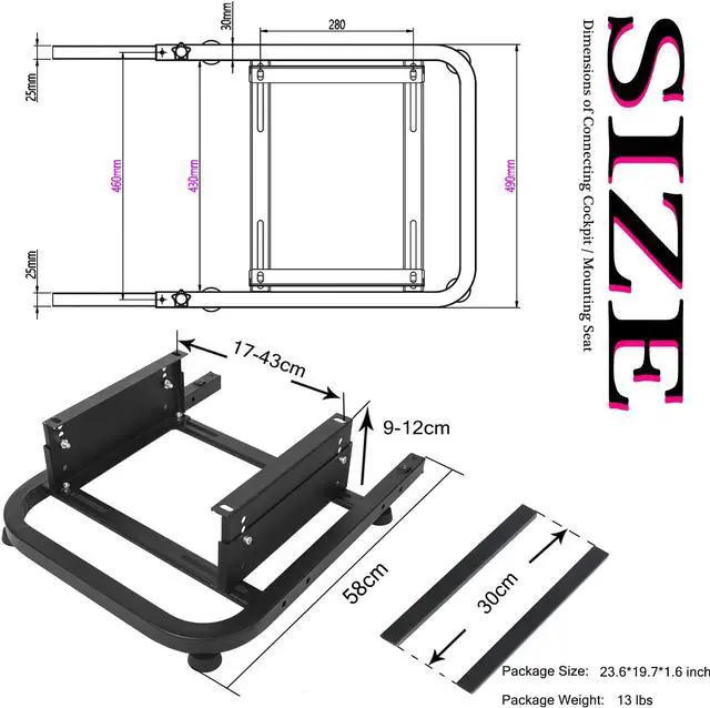 Alt view image 2 of 7 - Minneer Rear Seat Frame Racing Wheel Stand Parts/Accessories Installable Most Chair Seat Support DIY Not Included Seat