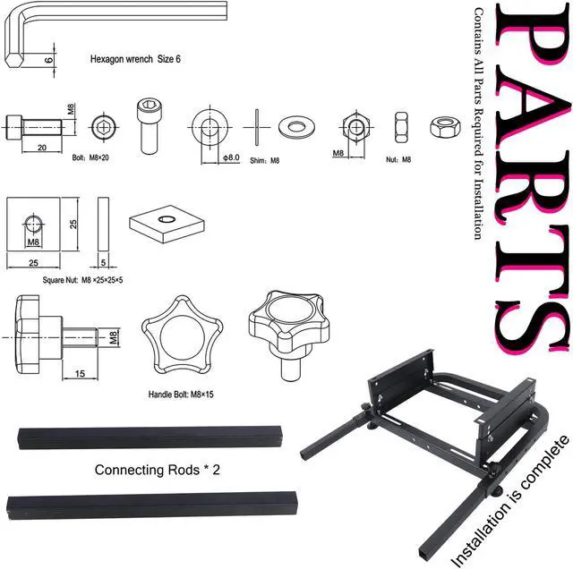 Alt view image 5 of 7 - Minneer Rear Seat Frame Racing Wheel Stand Parts/Accessories Installable Most Chair Seat Support DIY Not Included Seat