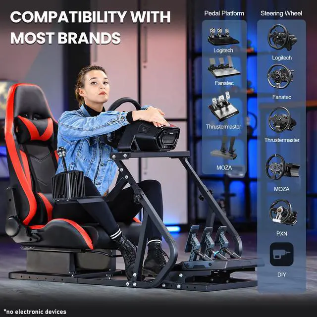 Alt view image 6 of 6 - Minneer G29 Racing Simulator Cockpit with Red Seat Compatible with Thrustmaster, Logitech,PXN, Fanatec Adjustable Mount Steering Wheel, Pedal, Handbrake Not Included